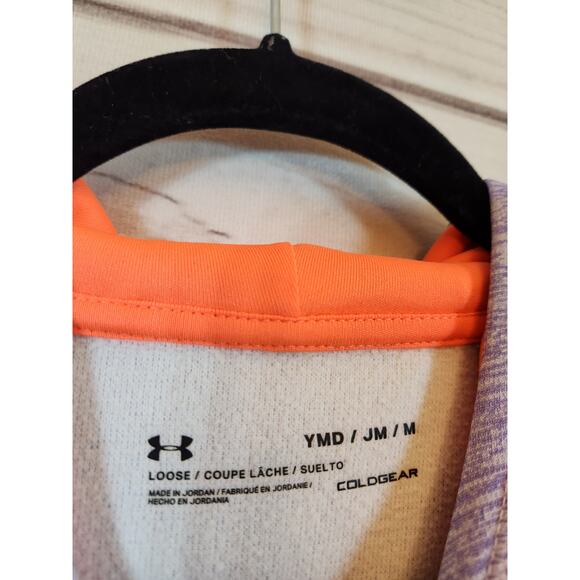 Under Armour Girls Purple Orange Long Sleeve Pullover‎ Hoodie Sweatshirt Size M - Picture 3 of 6